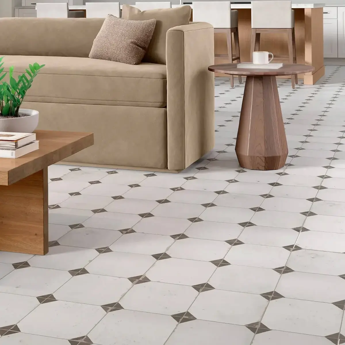 Living Room Tile Flooring | In and Out Flooring