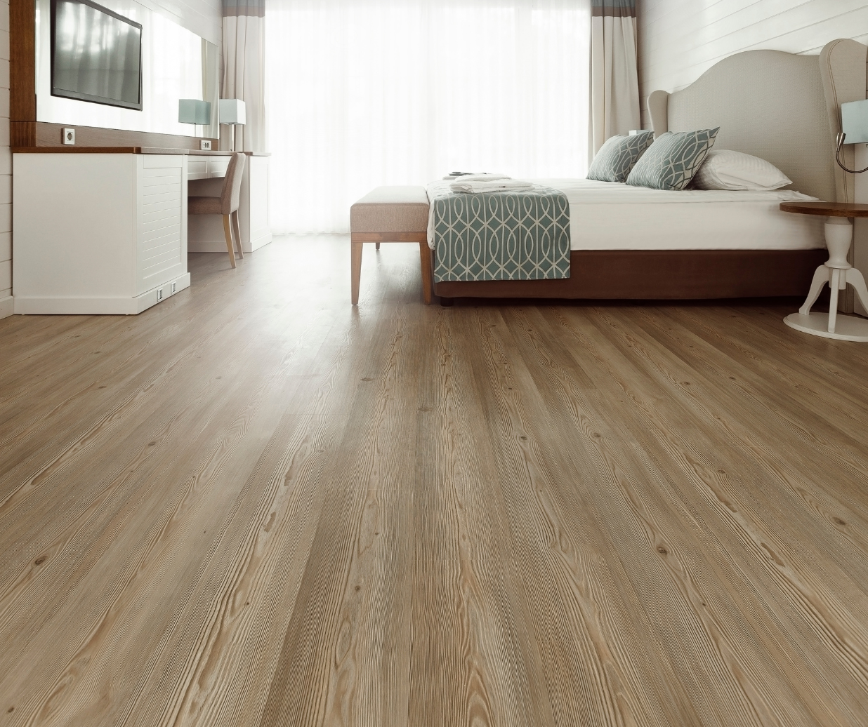 Bedroom with Prefinished Hardwood Flooring